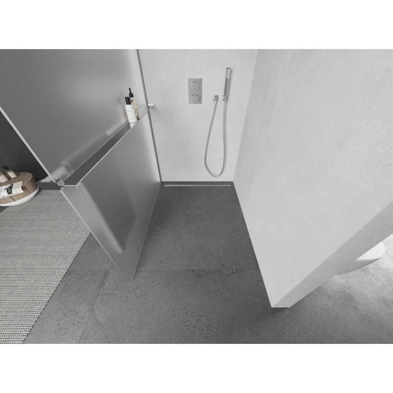 Mexen Kioto+ ścianka prysznicowa z półką Walk-in 70 x 200 cm, szron, chrom - 800-070-121-01-30
