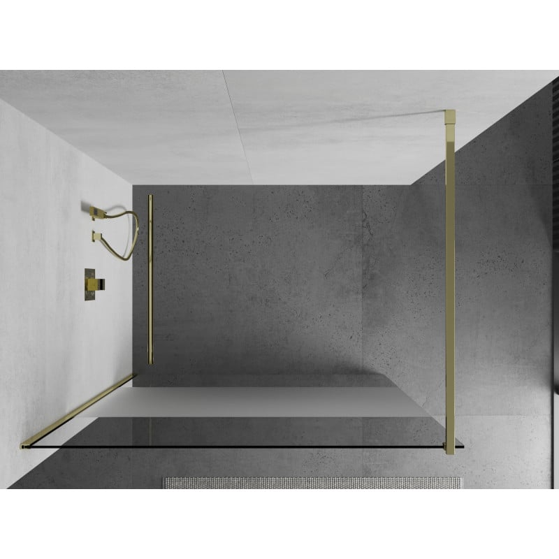 Mexen Kioto ścianka prysznicowa Walk-in 90 x 200 cm, transparent/szron 8 mm, złota - 800-090-101-50-35