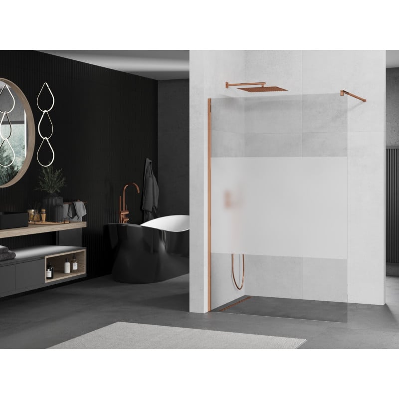 Mexen Kioto ścianka prysznicowa Walk-in 80 x 200 cm, transparent/szron 8 mm, różowe złoto - 800-080-101-60-35