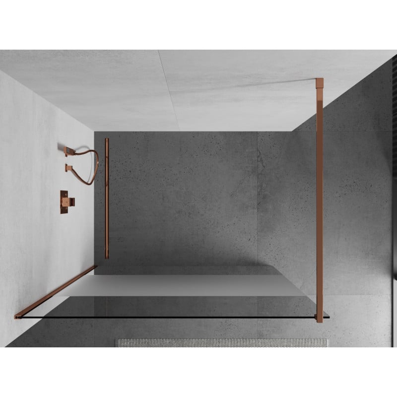 Mexen Kioto ścianka prysznicowa Walk-in 80 x 200 cm, transparent/szron 8 mm, różowe złoto - 800-080-101-60-35