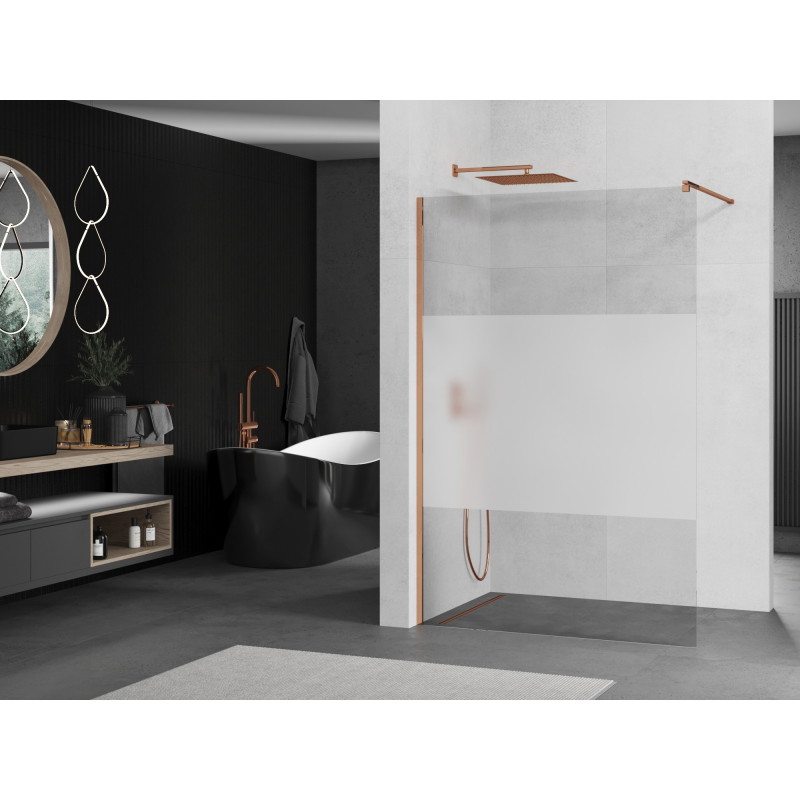 Mexen Kioto ścianka prysznicowa Walk-in 100 x 200 cm, transparent/szron 8 mm, różowe złoto - 800-100-101-60-35