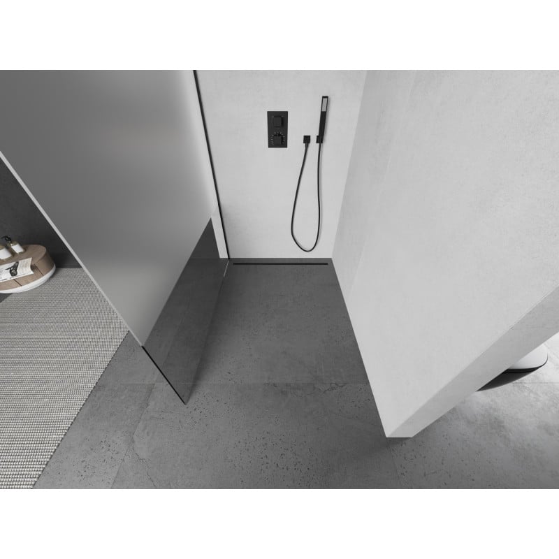 Mexen Kioto ścianka prysznicowa Walk-in 70 x 200 cm, transparent/szron 8 mm, czarna - 800-070-101-70-35
