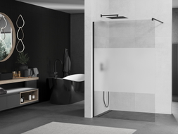 Mexen Kioto ścianka prysznicowa Walk-in 70 x 200 cm, transparent/szron 8 mm, czarna - 800-070-101-70-35