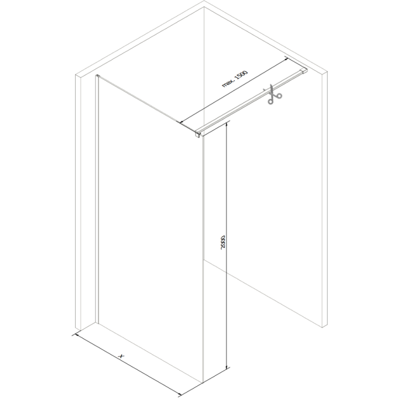 Mexen Kioto ścianka prysznicowa Walk-in 100 x 200 cm, transparent/szron 8 mm, czarna - 800-100-101-70-35