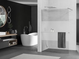 Mexen Kioto+ ścianka prysznicowa z półką Walk-in 90 x 200 cm, transparent/szron, chrom - 800-090-121-01-35