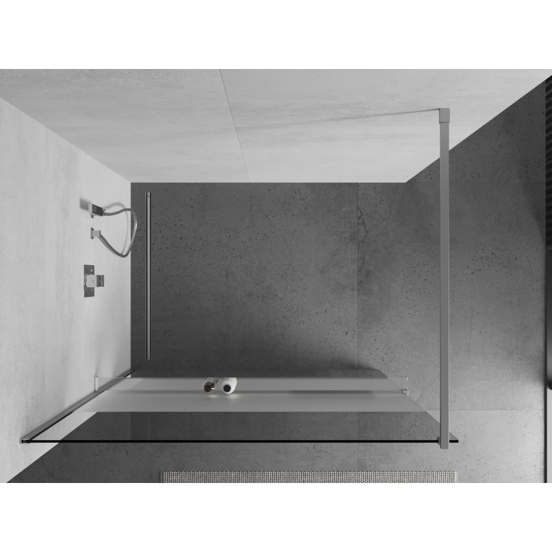 Mexen Kioto+ ścianka prysznicowa z półką Walk-in 100 x 200 cm, transparent/szron, chrom - 800-100-121-01-35