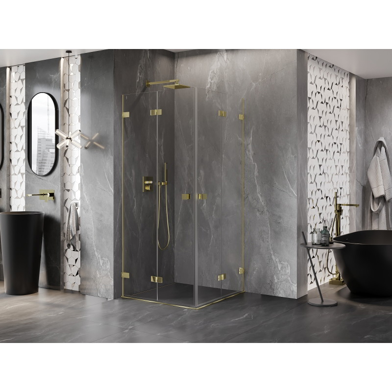 Mexen Lunar-F Duo kabina prysznicowa składana 95 x 95 cm, transparent, złota - 836-095L-095P-50-00