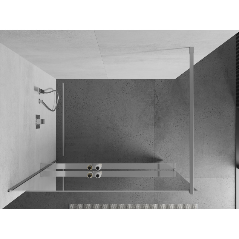 Mexen Kioto+ ścianka prysznicowa z półką Walk-in 120 x 200 cm, lustro, chrom - 800-120-121-01-50