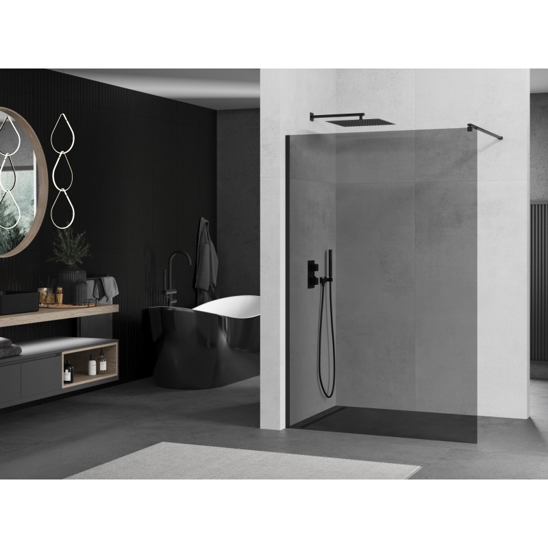 Mexen Kioto ścianka prysznicowa Walk-in 70 x 200 cm, grafit 8 mm, czarna - 800-070-101-70-40