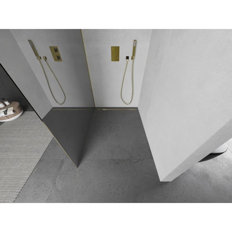 Mexen Kioto ścianka prysznicowa Walk-in 120 x 200 cm, lustro 8 mm, złota - 800-120-101-50-50