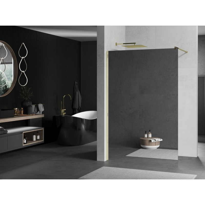 Mexen Kioto ścianka prysznicowa Walk-in 120 x 200 cm, lustro 8 mm, złota - 800-120-101-50-50