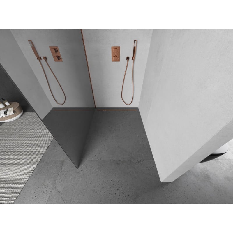 Mexen Kioto ścianka prysznicowa Walk-in 80 x 200 cm, lustro 8 mm, różowe złoto - 800-080-101-60-50