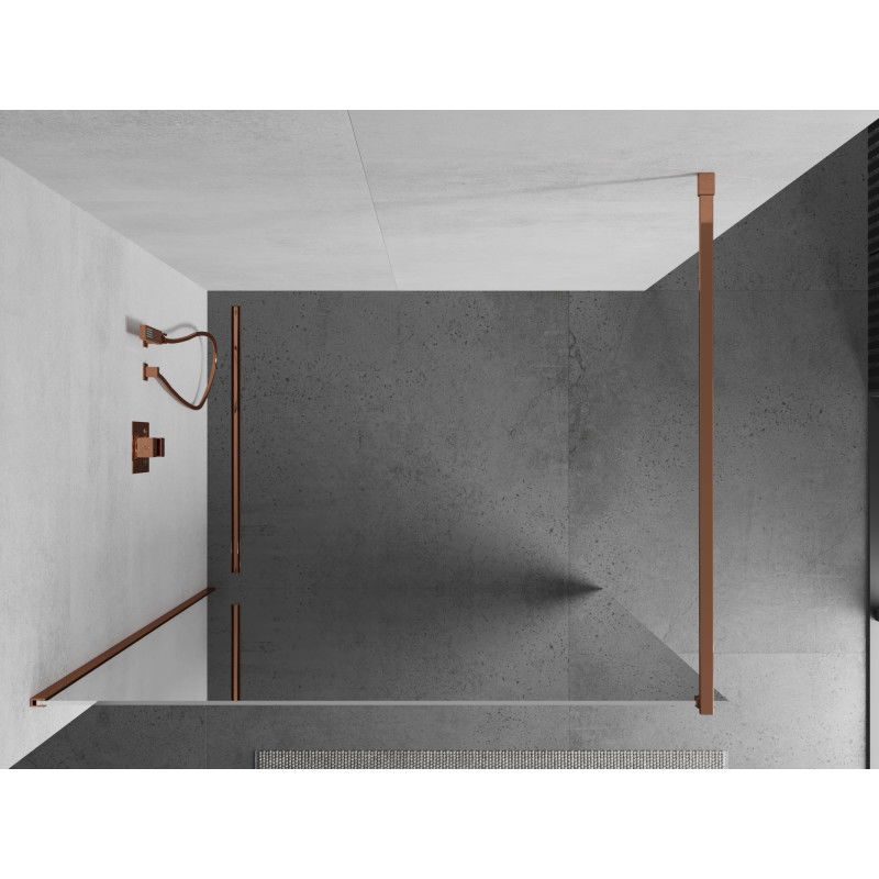 Mexen Kioto ścianka prysznicowa Walk-in 90 x 200 cm, lustro 8 mm, różowe złoto - 800-090-101-60-50