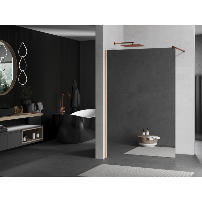 Mexen Kioto ścianka prysznicowa Walk-in 110 x 200 cm, lustro 8 mm, różowe złoto - 800-110-101-60-50