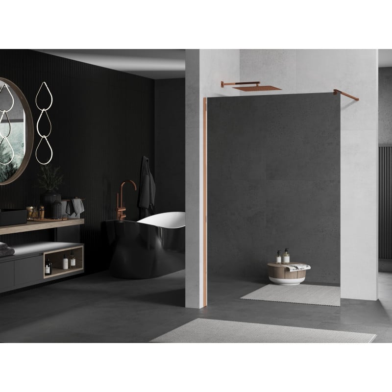 Mexen Kioto ścianka prysznicowa Walk-in 120 x 200 cm, lustro 8 mm, różowe złoto - 800-120-101-60-50