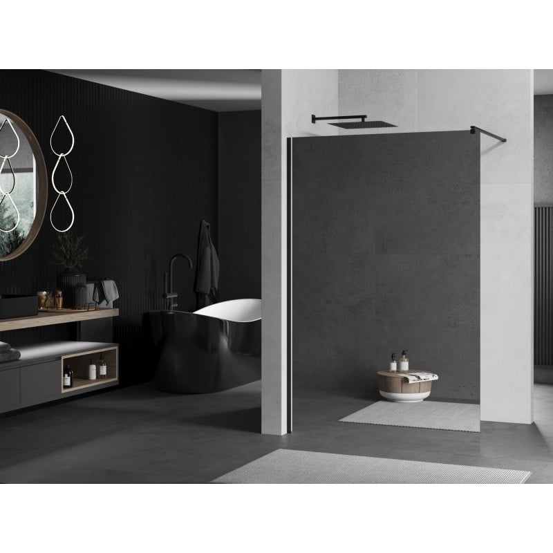 Mexen Kioto ścianka prysznicowa Walk-in 70 x 200 cm, lustro 8 mm, czarna - 800-070-101-70-50