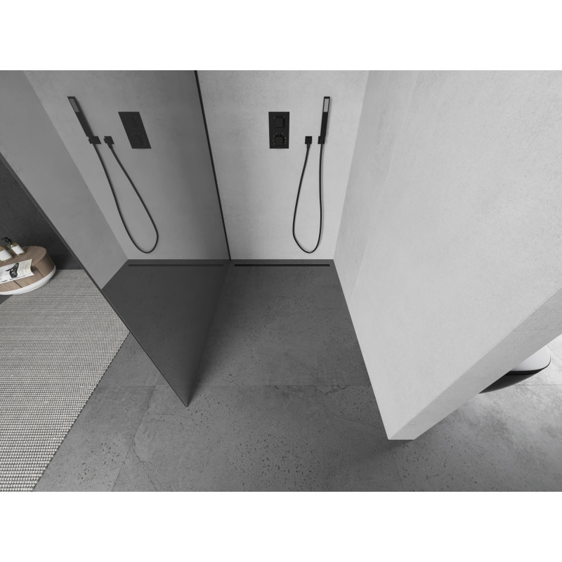 Mexen Kioto ścianka prysznicowa Walk-in 120 x 200 cm, lustro 8 mm, czarna - 800-120-101-70-50