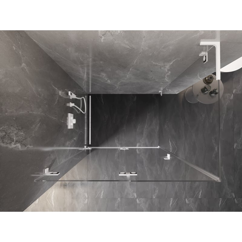 Mexen Lunar-F L kabina prysznicowa składana lewa 85 x 80 cm, transparent, biała - 836L-085-080-20-00-L