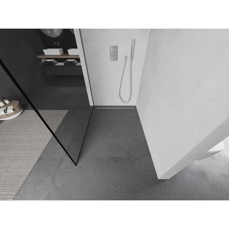 Mexen Kioto ścianka prysznicowa Walk-in 70 x 200 cm, czarna ramka 8 mm, chrom - 800-070-101-01-70