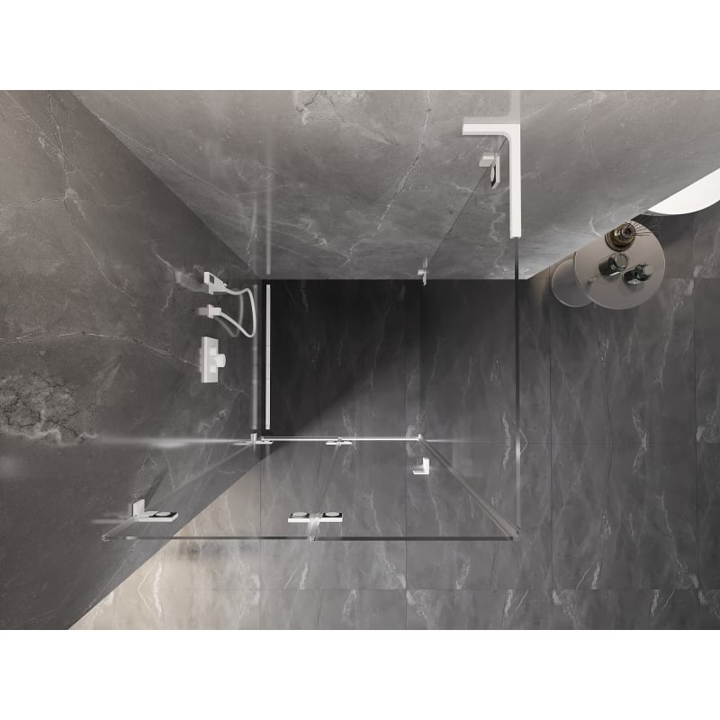 Mexen Lunar-F L kabina prysznicowa składana lewa 90 x 90 cm, transparent, biała - 836L-090-090-20-00-L
