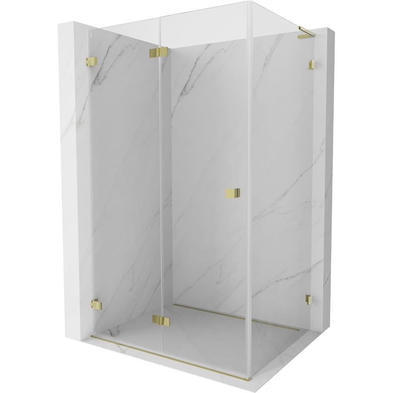 Mexen Lunar-F L kabina prysznicowa składana lewa 100 x 80 cm, transparent, złota - 836L-100-080-50-00-L