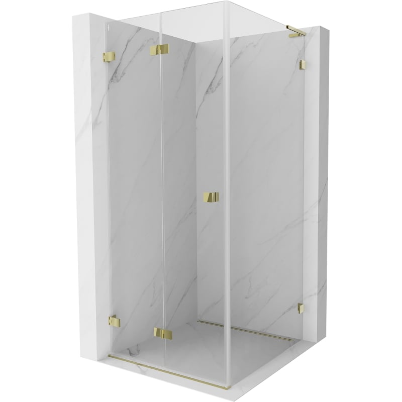 Mexen Lunar-F L kabina prysznicowa składana lewa 90 x 90 cm, transparent, złota - 836L-090-090-50-00-L