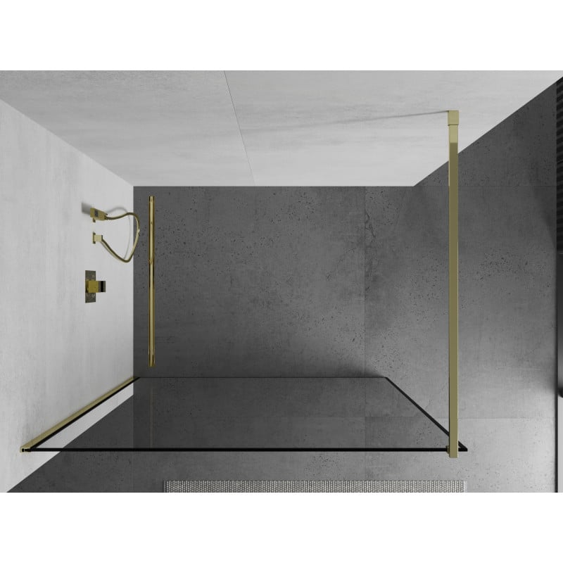 Mexen Kioto ścianka prysznicowa Walk-in 110 x 200 cm,  czarna ramka 8 mm, złota - 800-110-101-50-70