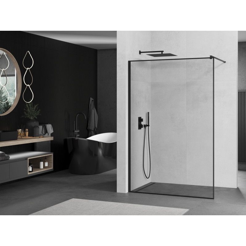 Mexen Kioto ścianka prysznicowa Walk-in 100 x 200 cm, czarna ramka 8 mm, czarna - 800-100-101-70-70