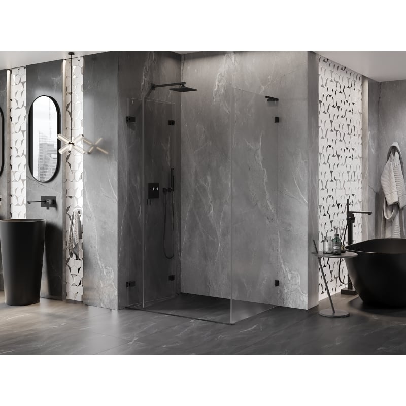 Mexen Lunar-F L kabina prysznicowa składana lewa 85 x 80 cm, transparent, czarna - 836L-085-080-70-00-L