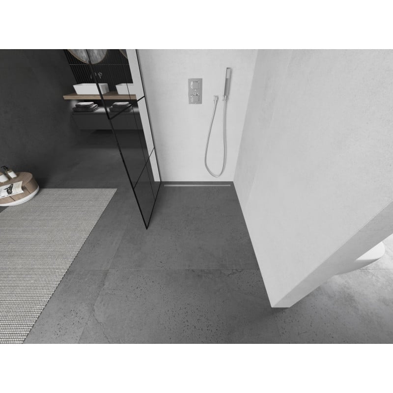 Mexen Kioto ścianka prysznicowa Walk-in 70 x 200 cm, czarna kratka 8 mm, chrom - 800-070-101-01-77