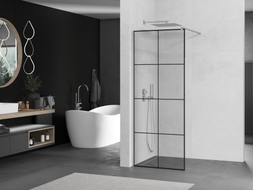 Mexen Kioto ścianka prysznicowa Walk-in 80 x 200 cm, czarna kratka 8 mm, chrom - 800-080-101-01-77