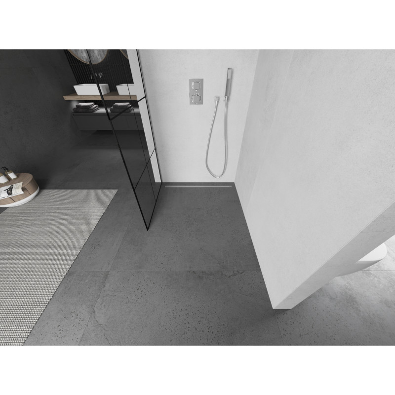Mexen Kioto ścianka prysznicowa Walk-in 90 x 200 cm, czarna kratka 8 mm, chrom - 800-090-101-01-77