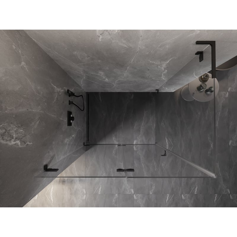 Mexen Lunar-F L kabina prysznicowa składana lewa 95 x 90 cm, transparent, czarna - 836L-095-090-70-00-L