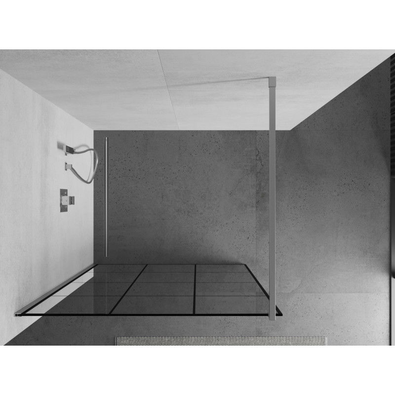 Mexen Kioto ścianka prysznicowa Walk-in 100 x 200 cm, czarna kratka 8 mm, chrom - 800-100-101-01-77