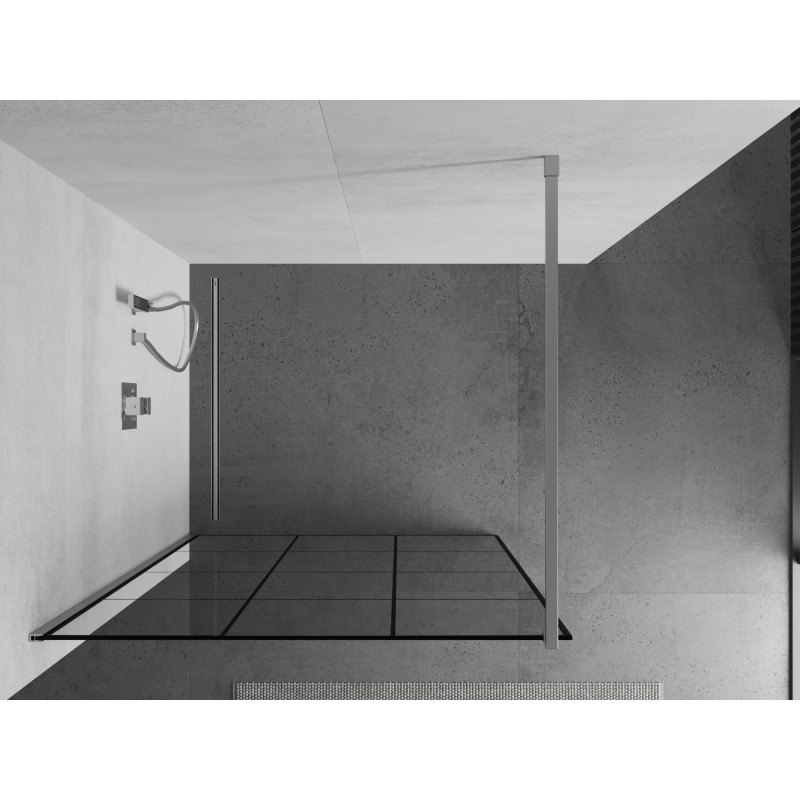 Mexen Kioto ścianka prysznicowa Walk-in 120 x 200 cm, czarna kratka 8 mm, chrom - 800-120-101-01-77