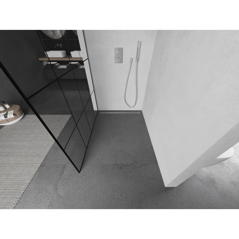 Mexen Kioto ścianka prysznicowa Walk-in 130 x 200 cm, czarna kratka 8 mm, chrom - 800-130-101-01-77