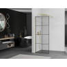 Mexen Kioto ścianka prysznicowa Walk-in 90 x 200 cm, czarna kratka 8 mm, złota - 800-090-101-50-77