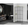 Mexen Kioto ścianka prysznicowa Walk-in 100 x 200 cm, czarna kratka 8 mm, złota - 800-100-101-50-77