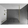 Mexen Kioto ścianka prysznicowa Walk-in 100 x 200 cm, czarna kratka 8 mm, złota - 800-100-101-50-77