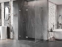 Mexen Lunar-F L kabina prysznicowa składana lewa 95 x 80 cm, transparent, nikiel szczotkowany - 836L-095-080-97-00-L