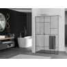 Mexen Kioto+ ścianka prysznicowa z półką Walk-in 70 x 200 cm, czarny wzór, chrom - 800-070-121-01-78