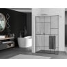 Mexen Kioto+ ścianka prysznicowa z półką Walk-in 80 x 200 cm, czarny wzór, chrom - 800-080-121-01-78