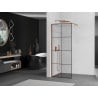 Mexen Kioto ścianka prysznicowa Walk-in 80 x 200 cm, czarna kratka 8 mm, różowe złoto - 800-080-101-60-77