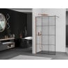 Mexen Kioto ścianka prysznicowa Walk-in 120 x 200 cm, czarna kratka 8 mm, różowe złoto - 800-120-101-60-77