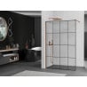 Mexen Kioto ścianka prysznicowa Walk-in 140 x 200 cm, czarna kratka 8 mm, różowe złoto - 800-140-101-60-77