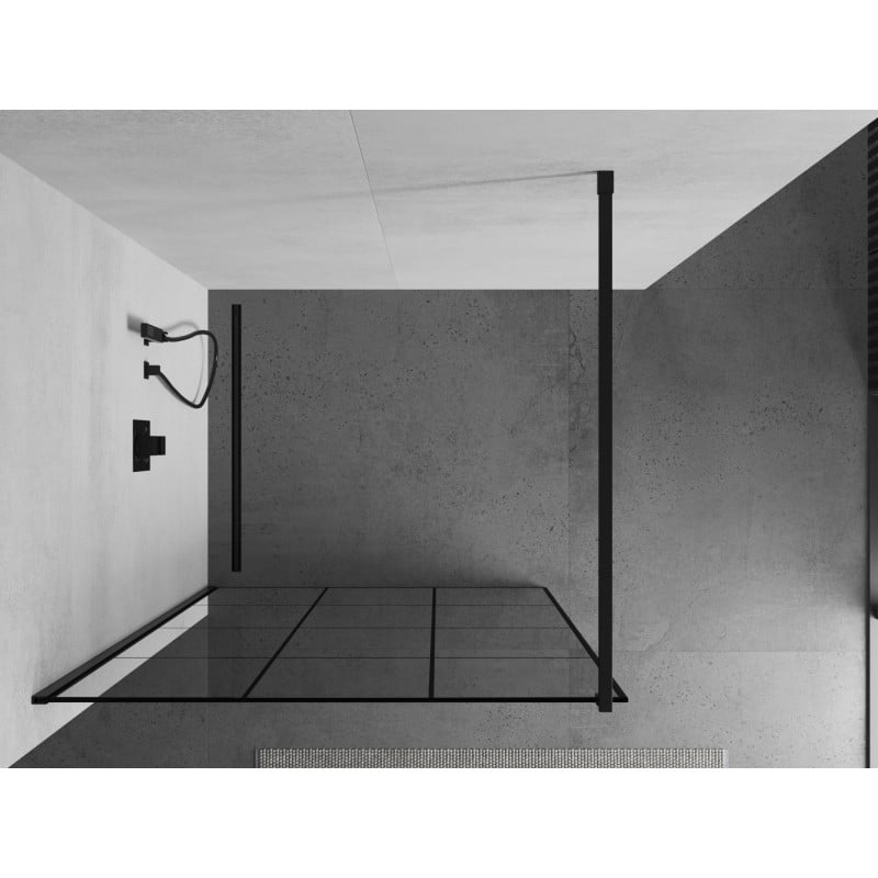 Mexen Kioto ścianka prysznicowa Walk-in 110 x 200 cm, czarna kratka 8 mm, czarna - 800-110-101-70-77