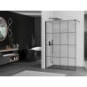 Mexen Kioto ścianka prysznicowa Walk-in 140 x 200 cm, czarna kratka 8 mm, czarna - 800-140-101-70-77