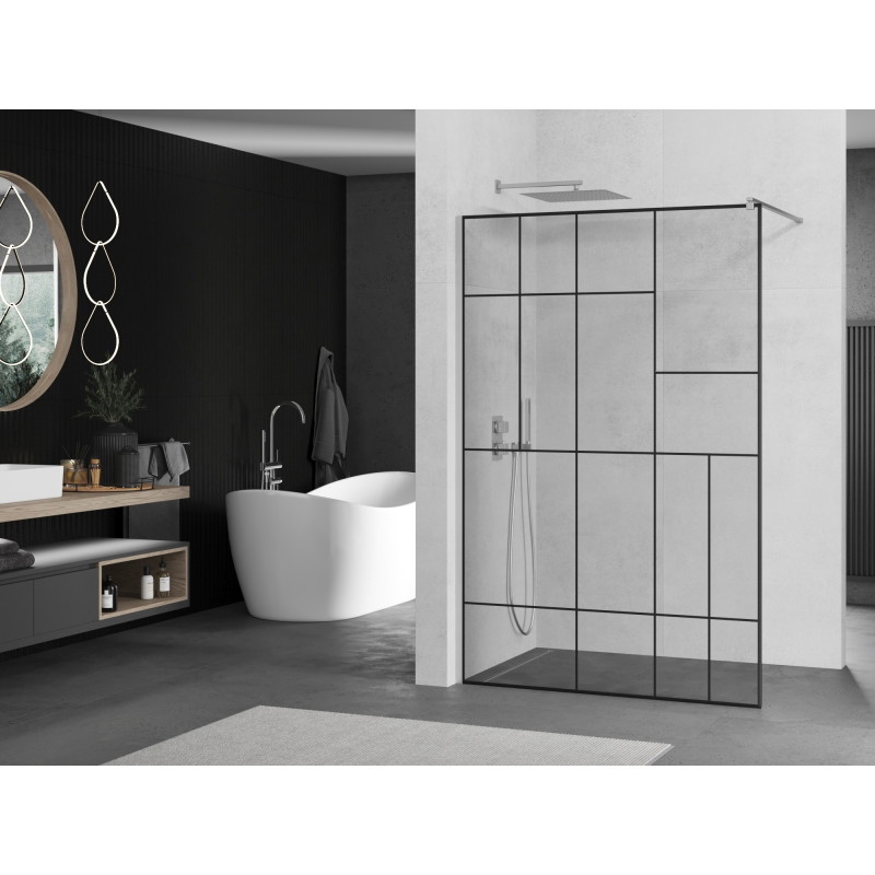Mexen Kioto ścianka prysznicowa Walk-in 70 x 200 cm, czarny wzór 8 mm, chrom - 800-070-101-01-78