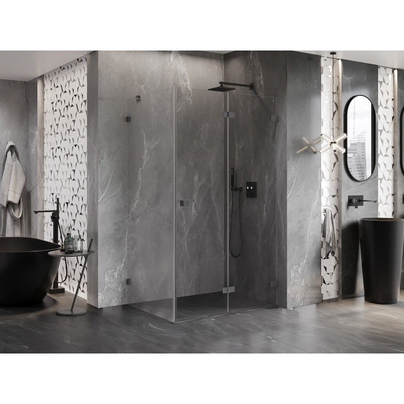 Mexen Lunar-F kabina prysznicowa składana prawa 90 x 80 cm, transparent, gun metal - 836-090-080-95-00-P