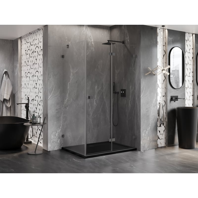 Mexen Lunar-F kabina prysznicowa składana prawa 100 x 80 cm, transparent, gun metal - 836-100-080-95-00-P